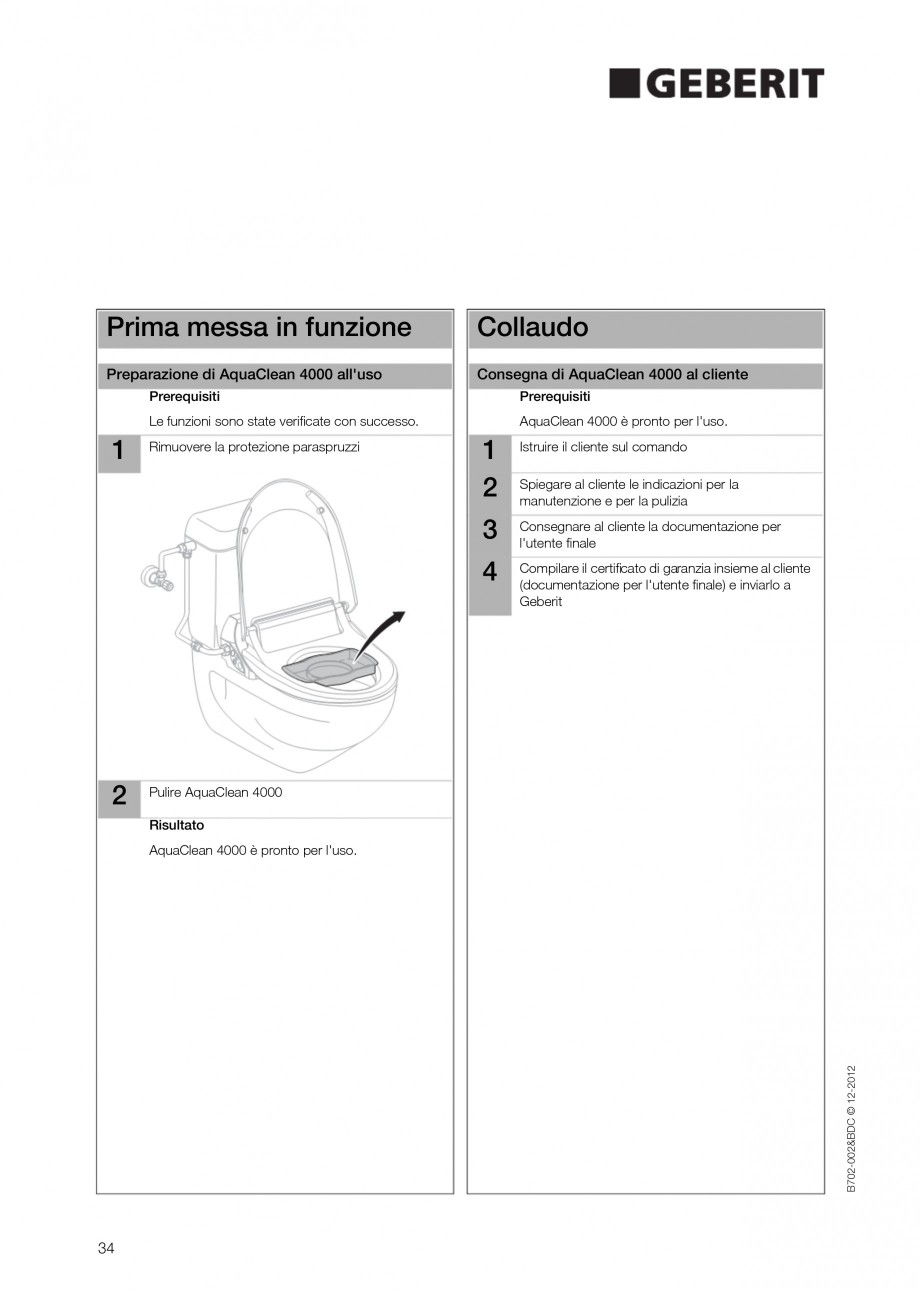 Pagina 34-Vas WC cu functie de bideu 4000 GEBERIT AquaClean Instructiuni montaj, utilizare Germana, Engleza,...