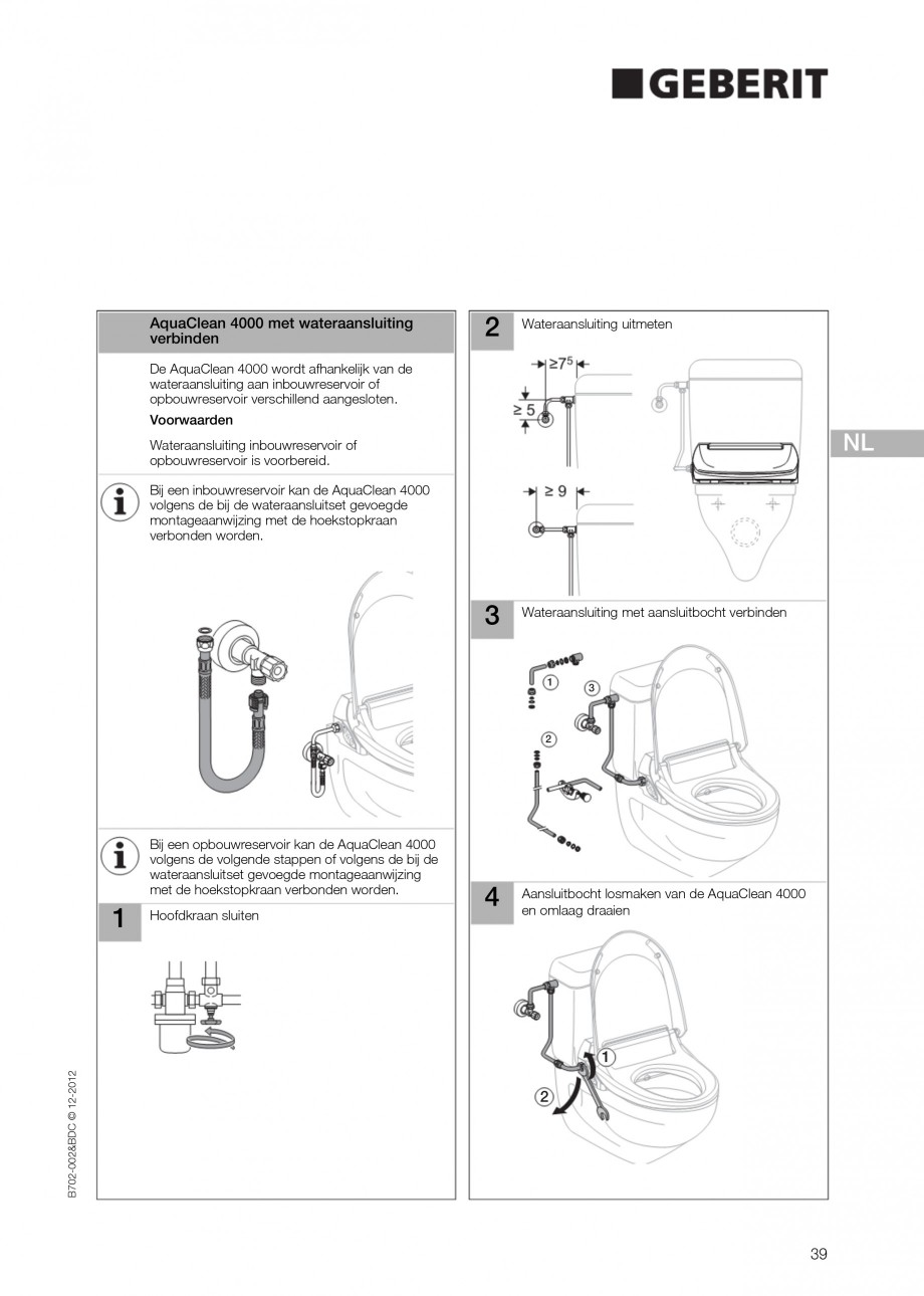 Pagina 39-Vas WC cu functie de bideu 4000 GEBERIT AquaClean Instructiuni montaj, utilizare Germana, Engleza,...