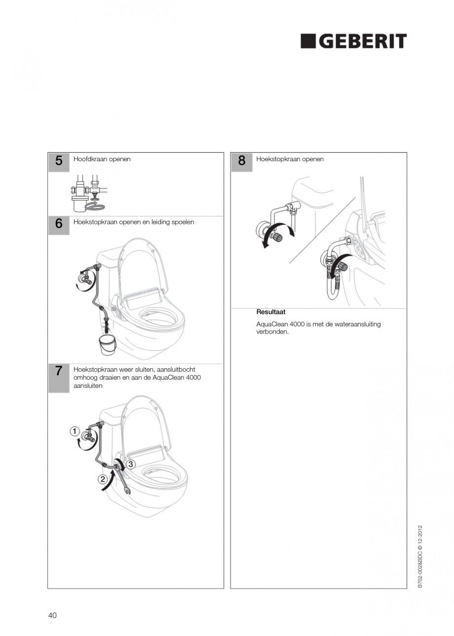 Pagina 40-Vas WC cu functie de bideu 4000 GEBERIT AquaClean Instructiuni montaj, utilizare Germana, Engleza,...