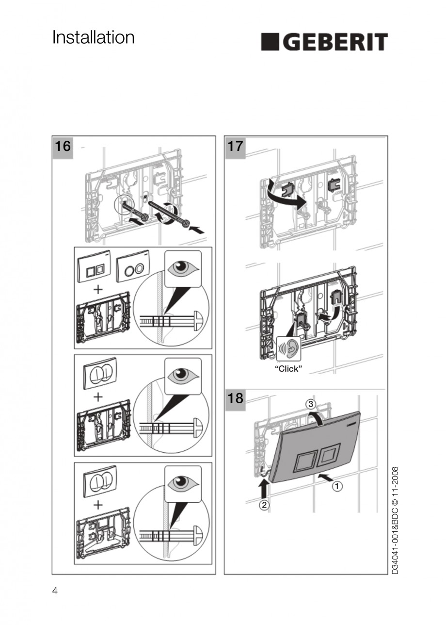 Pagina 4-Clapete de actionare Geberit Delta GEBERIT Instructiuni montaj, utilizare Engleza 