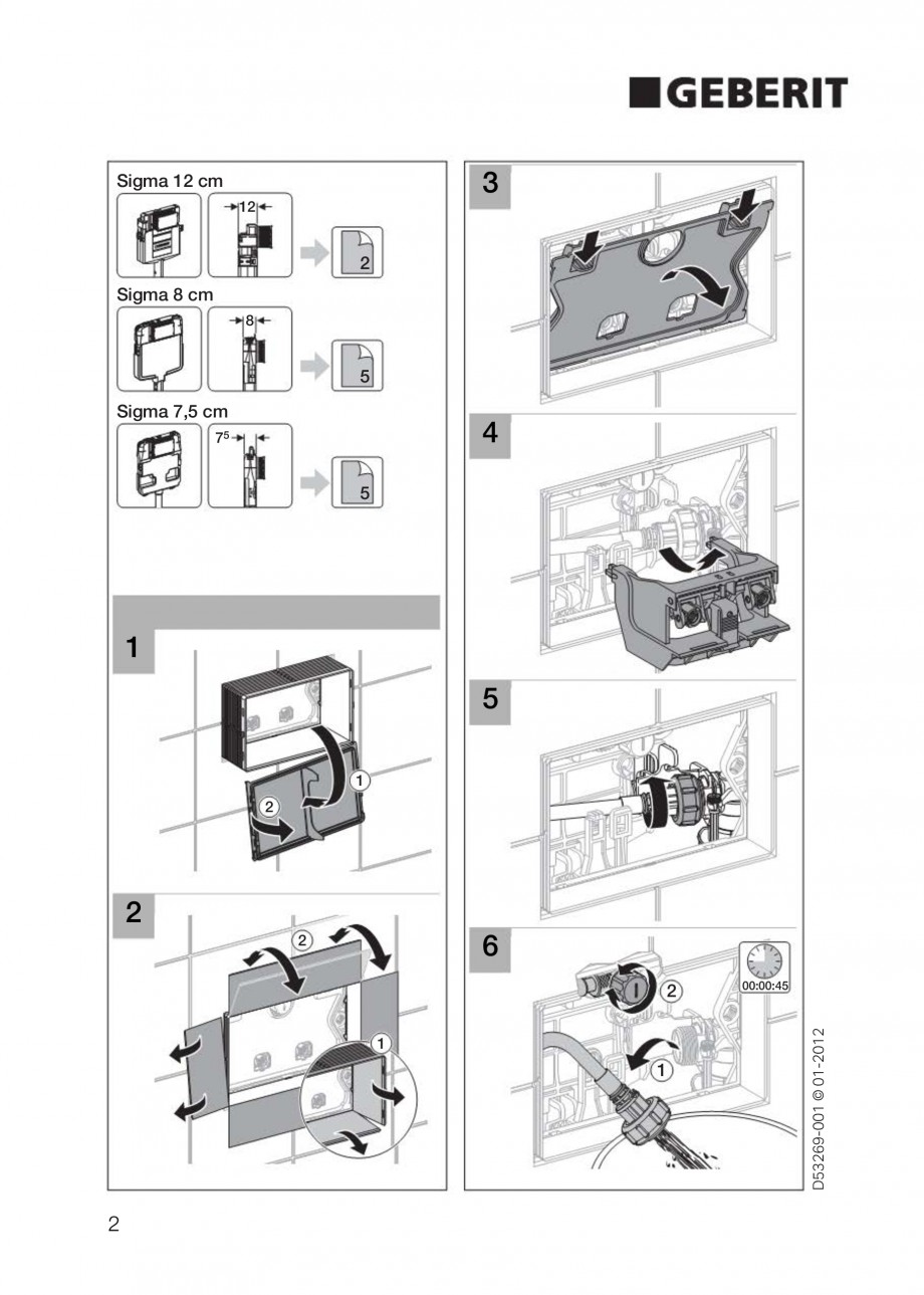 Pagina 2-Clapete de actionare Geberit Sigma GEBERIT Instructiuni montaj, utilizare Germana, Engleza, Italiana...