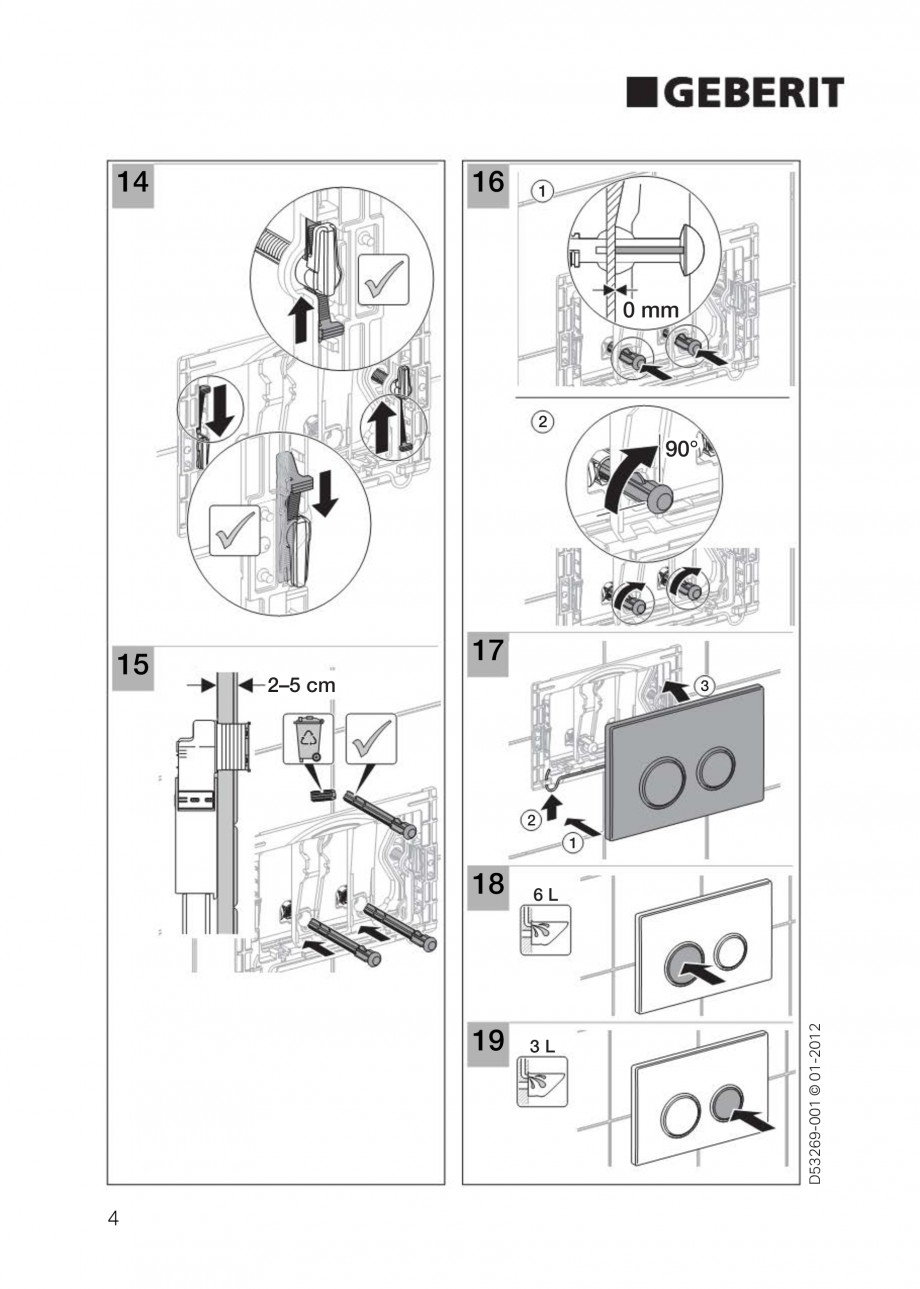 Pagina 4-Clapete de actionare Geberit Sigma GEBERIT Instructiuni montaj, utilizare Germana, Engleza, Italiana...