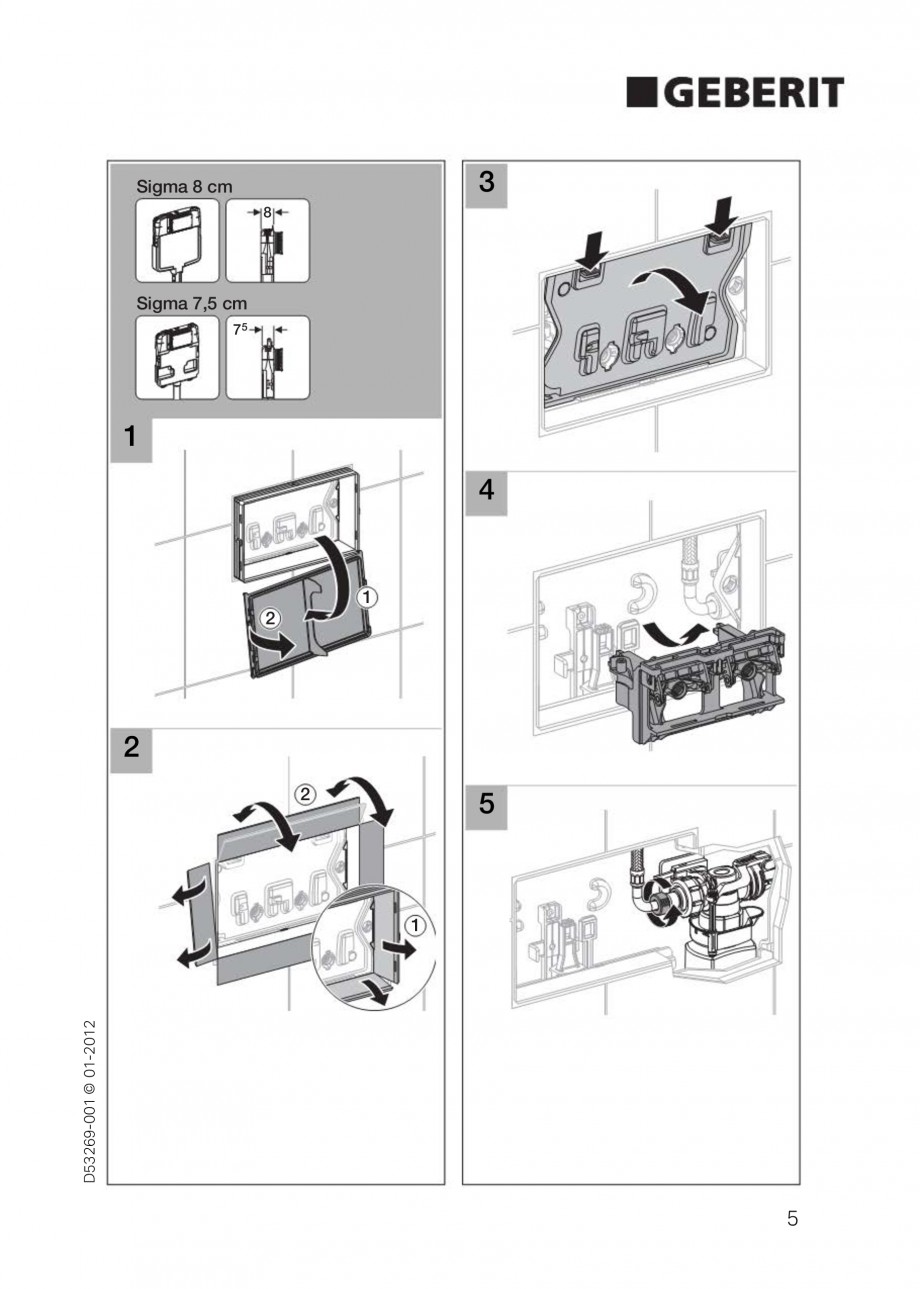 Pagina 5-Clapete de actionare Geberit Sigma GEBERIT Instructiuni montaj, utilizare Germana, Engleza, Italiana...