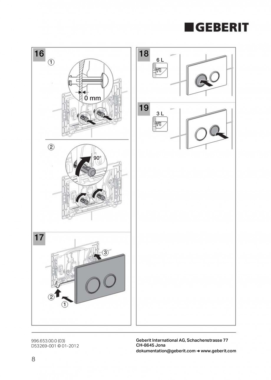 Pagina 8-Clapete de actionare Geberit Sigma GEBERIT Instructiuni montaj, utilizare Germana, Engleza, Italiana...