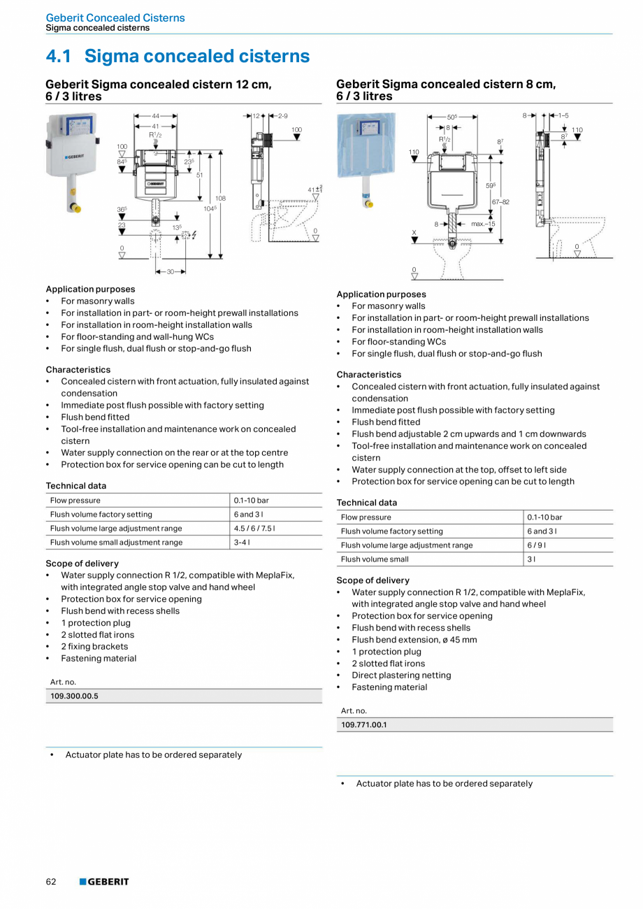 Pagina 62-Sisteme sanitare Geberit 2015-2016 GEBERIT AquaClean Catalog, brosura Engleza al fasteners M8 width-...