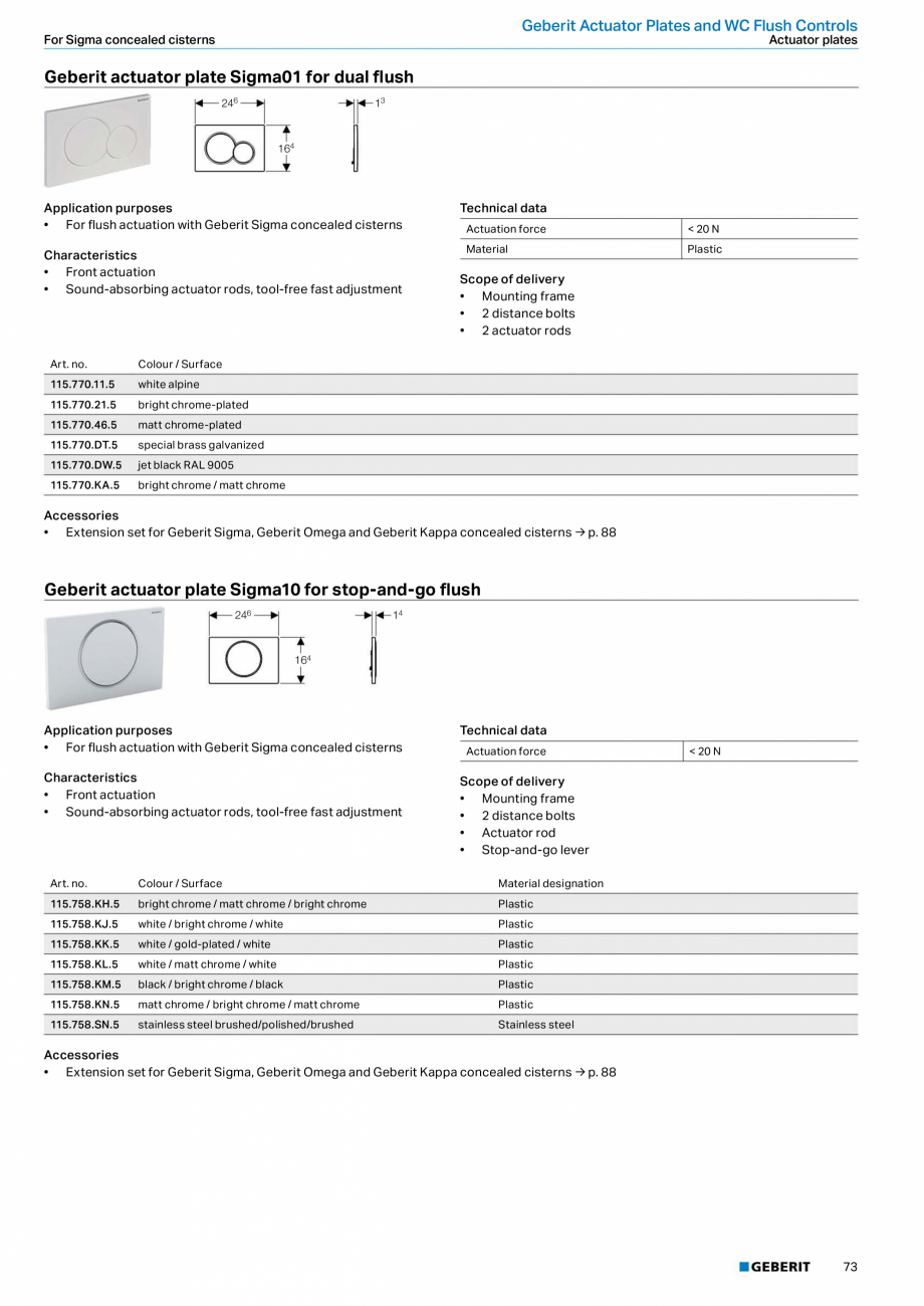 Pagina 73-Sisteme sanitare Geberit 2015-2016 GEBERIT AquaClean Catalog, brosura Engleza  mm

Scope of delivery...