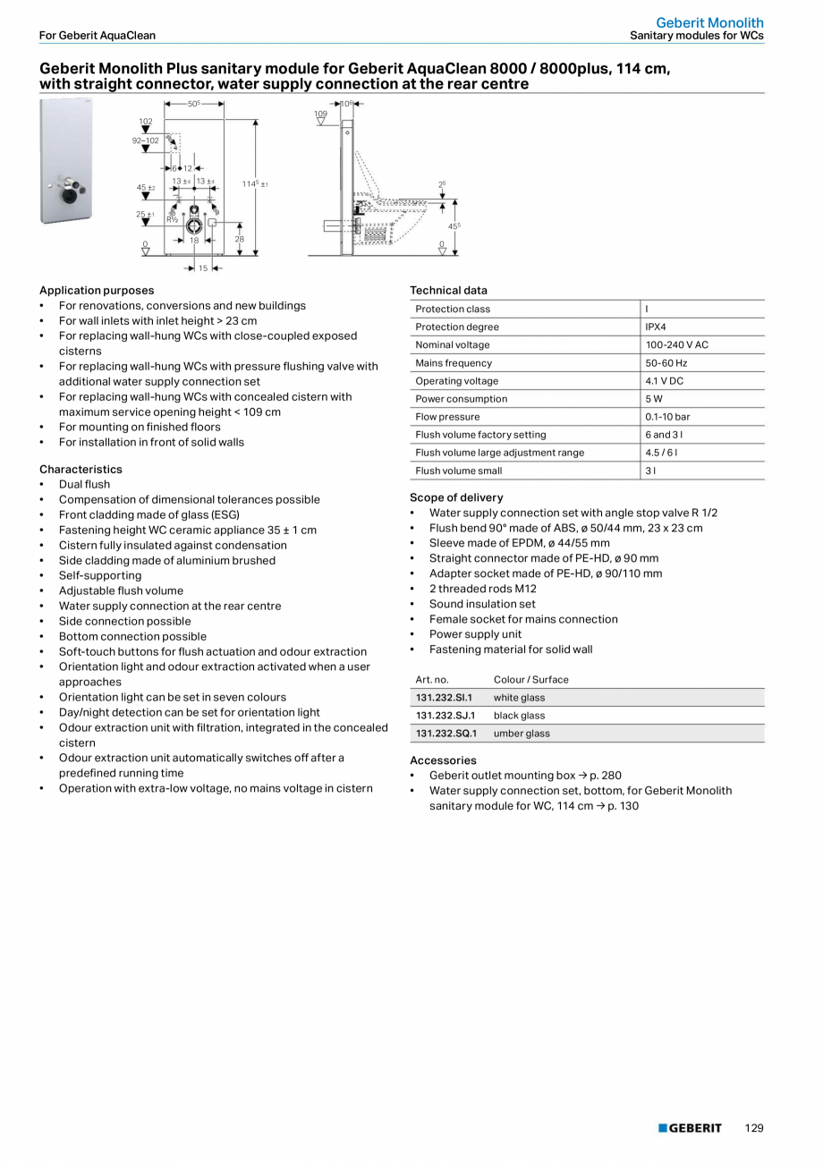 Pagina 129-Sisteme sanitare Geberit 2015-2016 GEBERIT AquaClean Catalog, brosura Engleza  inlay is not supplied...