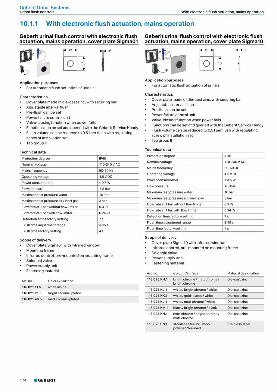 Pagina 174-Sisteme sanitare Geberit 2015-2016 GEBERIT AquaClean Catalog, brosura Engleza erit actuator plates...