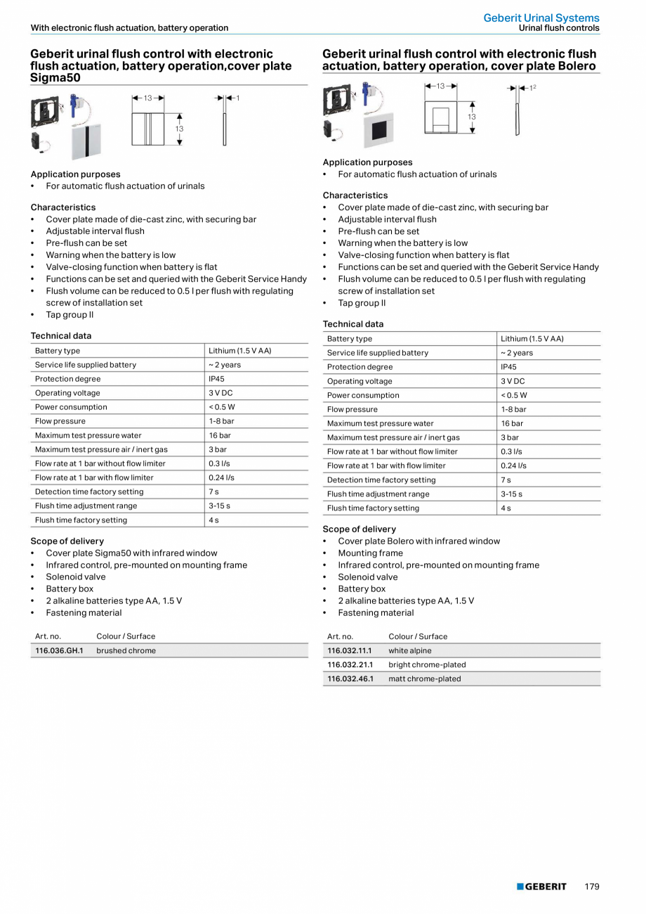 Pagina 179-Sisteme sanitare Geberit 2015-2016 GEBERIT AquaClean Catalog, brosura Engleza uator plate Sigma10,...