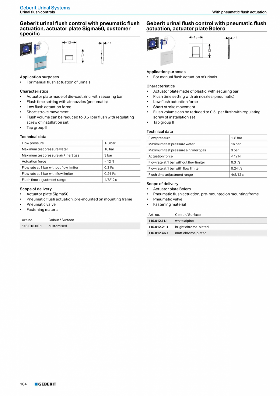 Pagina 184 - Sisteme sanitare Geberit 2015-2016 GEBERIT Kombifix, Duofix, DuoFresh, Monolith,...