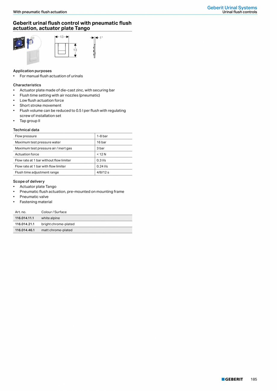 Pagina 185 - Sisteme sanitare Geberit 2015-2016 GEBERIT Kombifix, Duofix, DuoFresh, Monolith,...