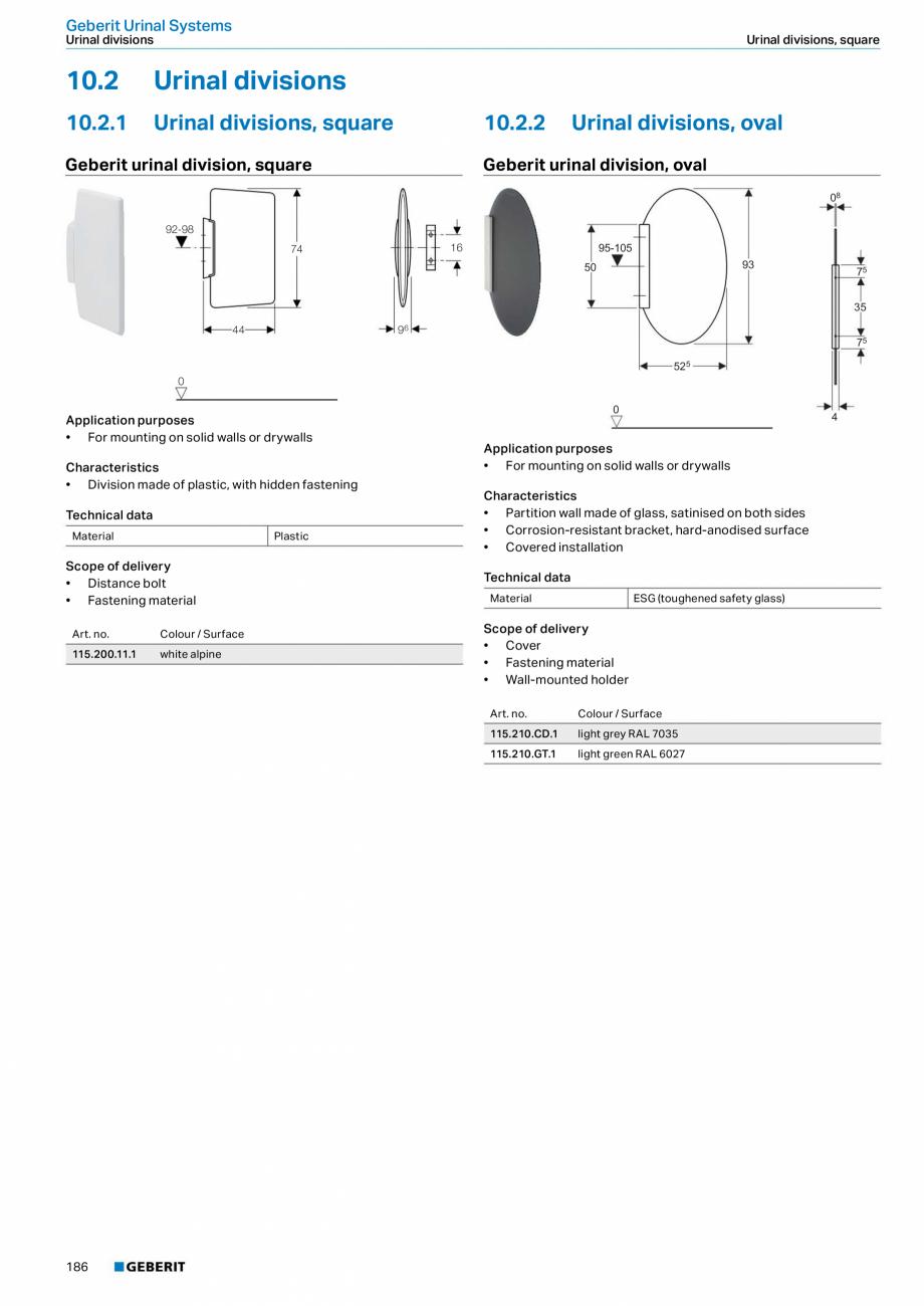 Pagina 186 - Sisteme sanitare Geberit 2015-2016 GEBERIT Kombifix, Duofix, DuoFresh, Monolith,...