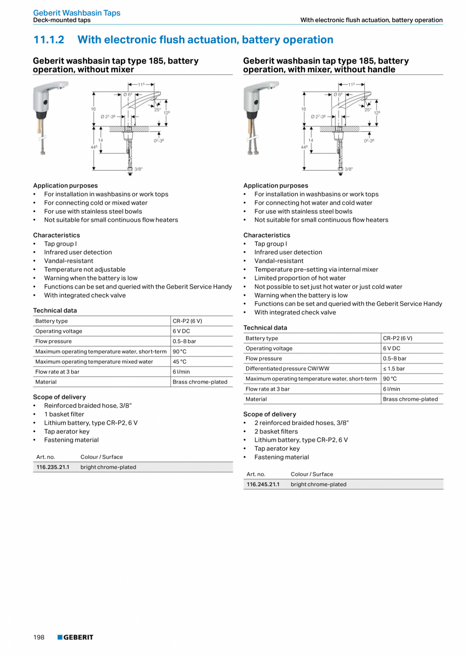 Pagina 198 - Sisteme sanitare Geberit 2015-2016 GEBERIT Kombifix, Duofix, DuoFresh, Monolith,...