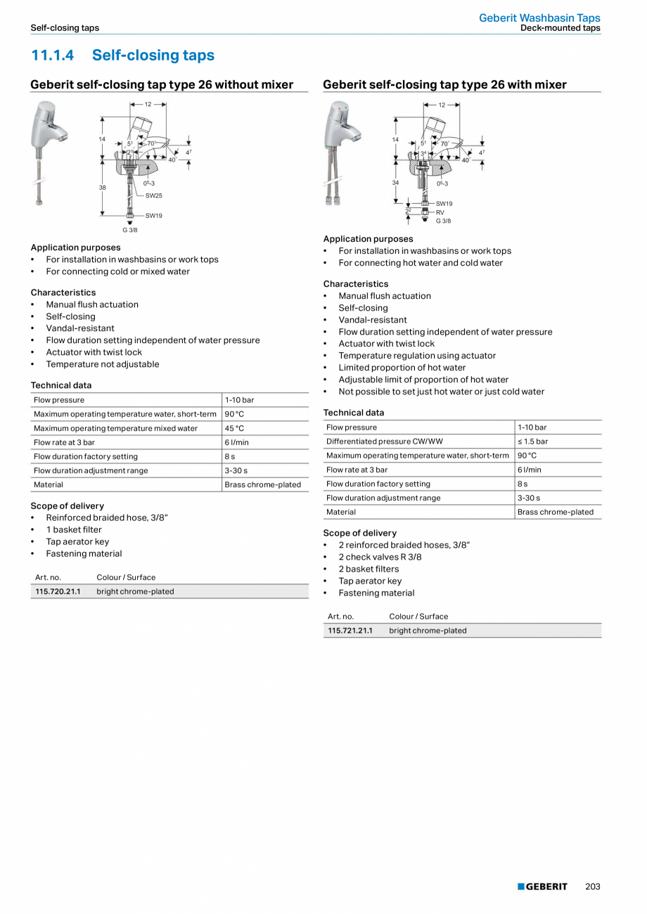 Pagina 203 - Sisteme sanitare Geberit 2015-2016 GEBERIT Kombifix, Duofix, DuoFresh, Monolith,...