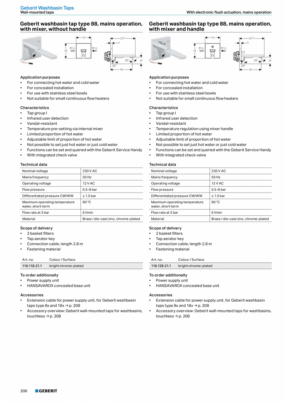 Pagina 206 - Sisteme sanitare Geberit 2015-2016 GEBERIT Kombifix, Duofix, DuoFresh, Monolith,...