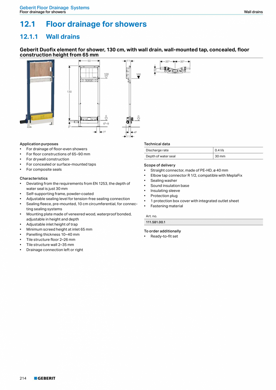 Pagina 214-Sisteme sanitare Geberit 2015-2016 GEBERIT AquaClean Catalog, brosura Engleza sterns 12 cm
• For...