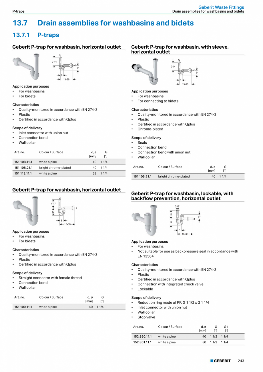 Pagina 243 - Sisteme sanitare Geberit 2015-2016 GEBERIT Kombifix, Duofix, DuoFresh, Monolith,...