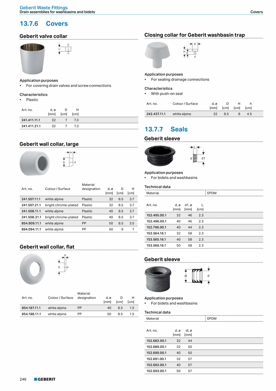 Pagina 246-Sisteme sanitare Geberit 2015-2016 GEBERIT AquaClean Catalog, brosura Engleza nnecting wall-hung WCs...