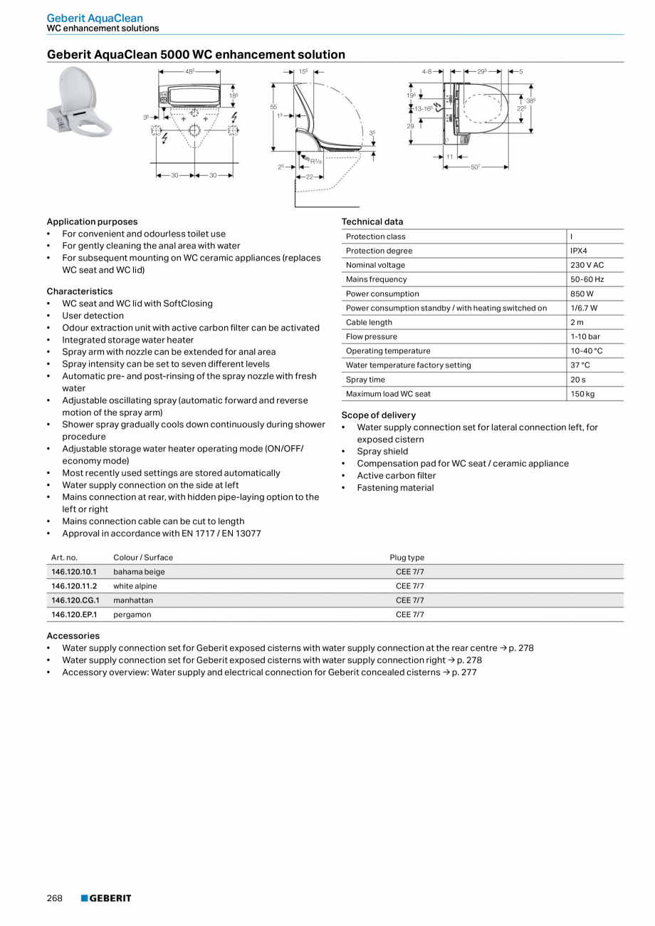 Pagina 268-Sisteme sanitare Geberit 2015-2016 GEBERIT AquaClean Catalog, brosura Engleza erances possible
•...