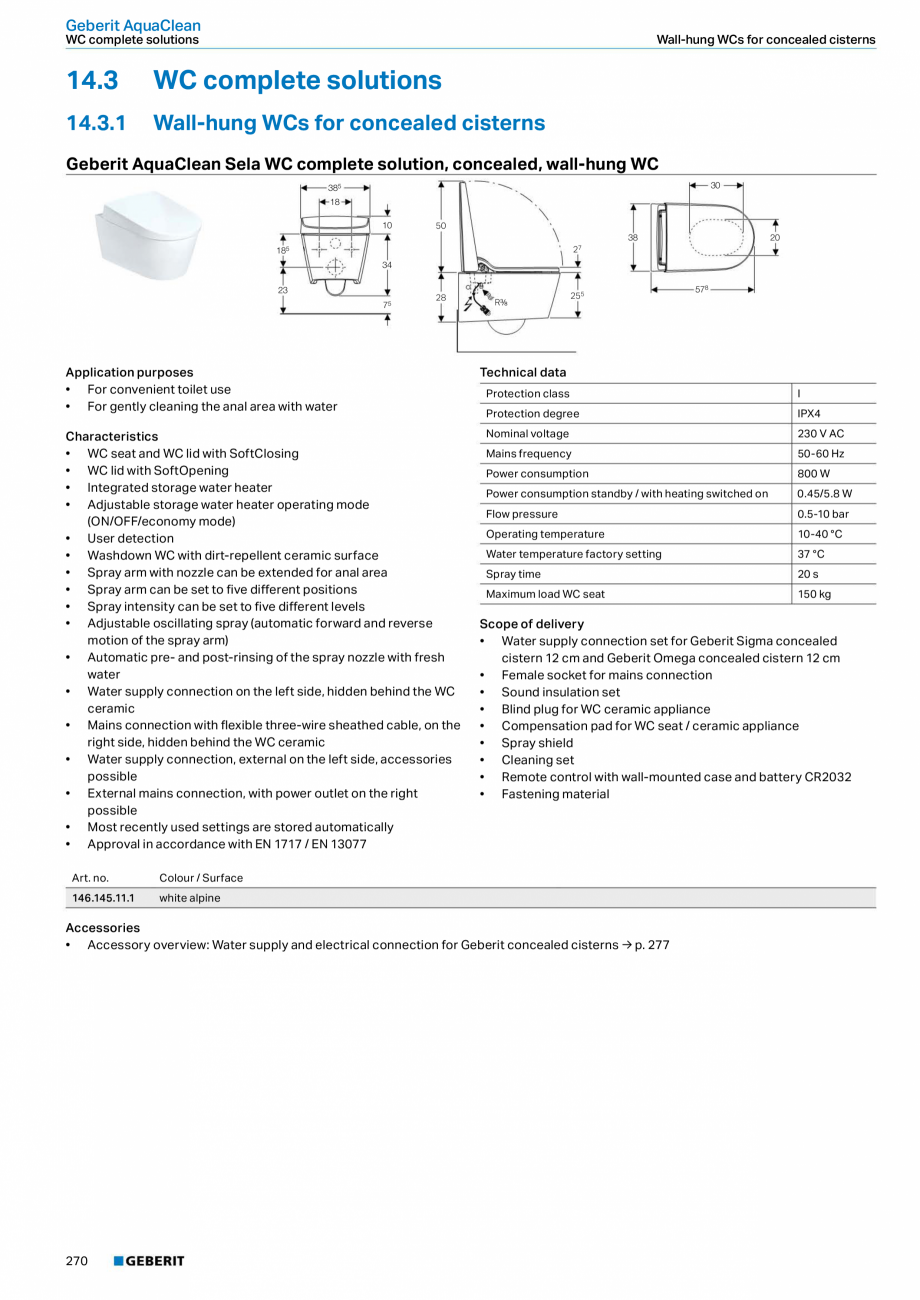 Pagina 270-Sisteme sanitare Geberit 2015-2016 GEBERIT AquaClean Catalog, brosura Engleza all-hung washbasins,...