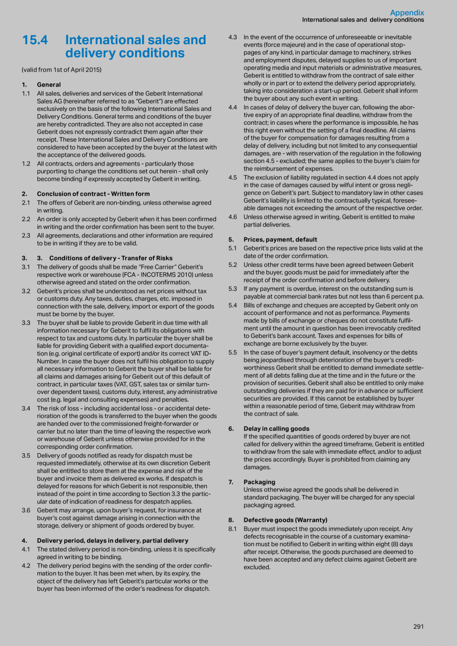 Pagina 291 - Sisteme sanitare Geberit 2015-2016 GEBERIT Kombifix, Duofix, DuoFresh, Monolith,...