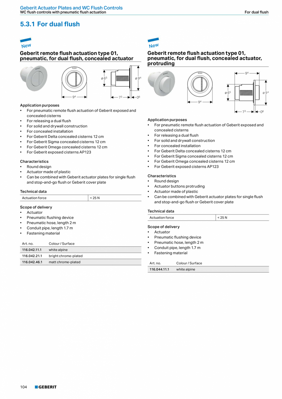 Pagina 36-Clapete si butoane de actionare GEBERIT Kombifix, Duofix, DuoFresh, AquaClean Fisa tehnica Engleza ...