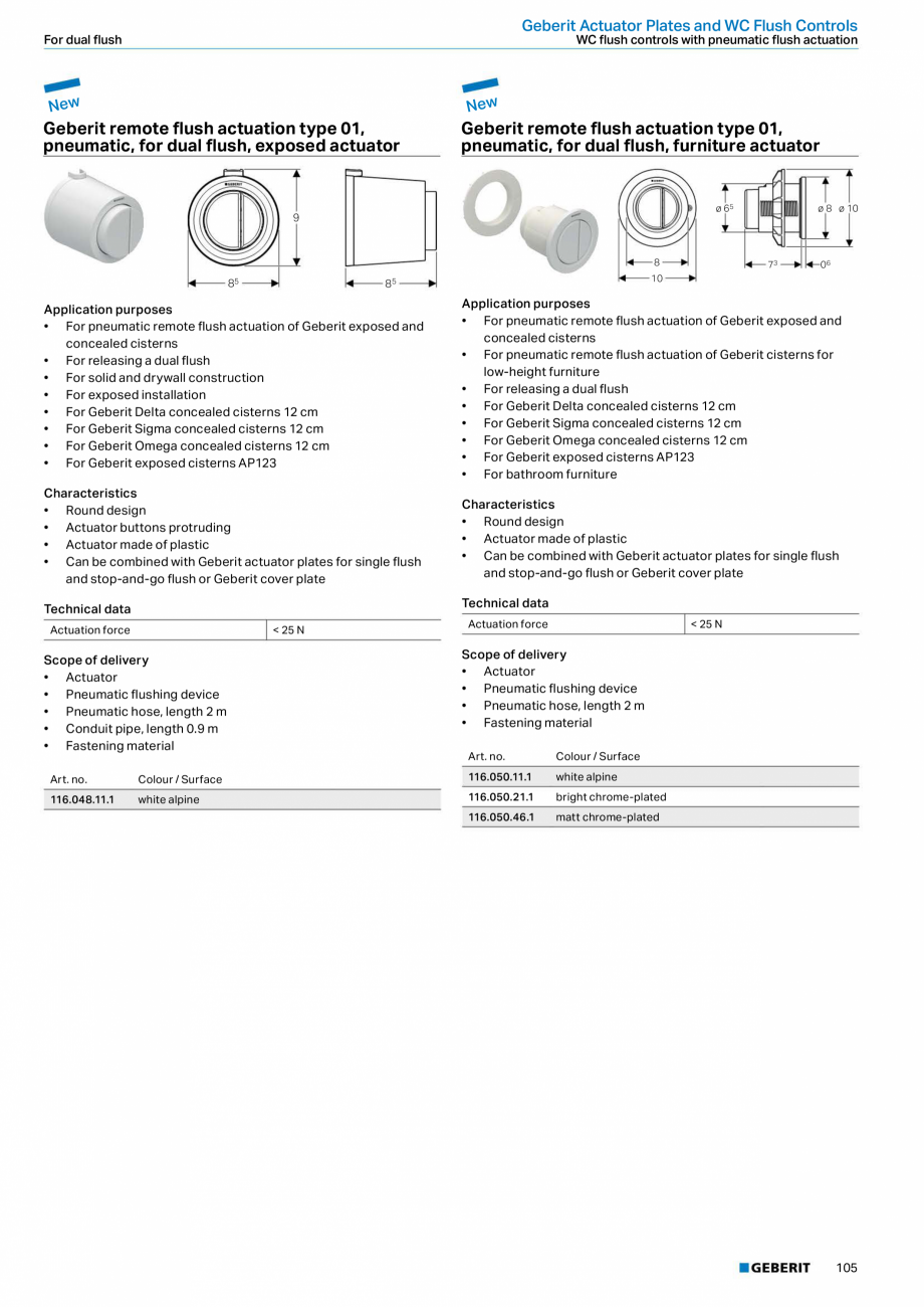 Pagina 37-Clapete si butoane de actionare GEBERIT Kombifix, Duofix, DuoFresh, AquaClean Fisa tehnica Engleza...