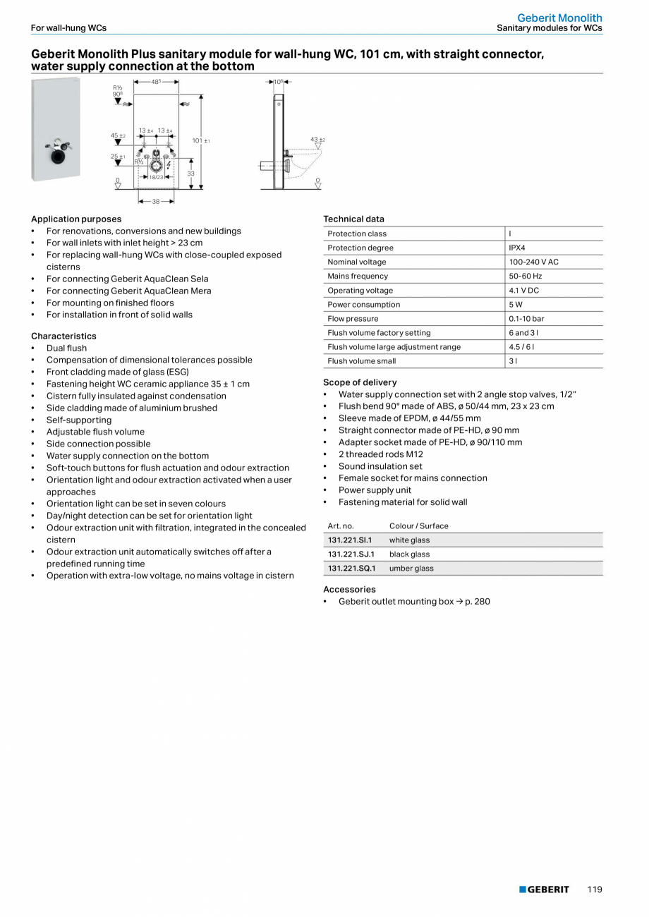 Pagina 3-Modul sanitar pentru WC GEBERIT Monolith Fisa tehnica Engleza 

13−45

R½

1145
104

1145
104
...