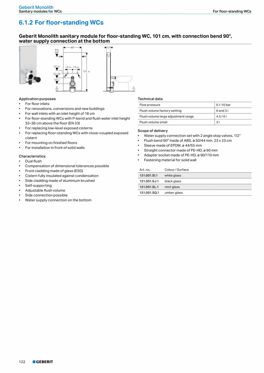 Pagina 6-Modul sanitar pentru WC GEBERIT Monolith Fisa tehnica Engleza  on the bottom
• Soft-touch buttons ...