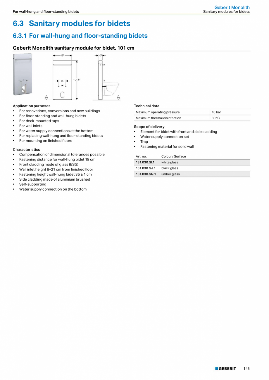 Pagina 29-Modul sanitar pentru WC GEBERIT Monolith Fisa tehnica Engleza DM, ø 44/55 mm
• Straight connector...