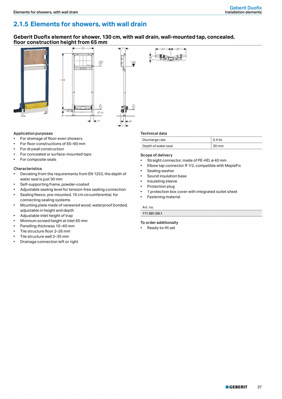 Pagina 19-Sistem de instalare incastrat GEBERIT Duofix Fisa tehnica Engleza  Geberit Duofix elements for WCs...