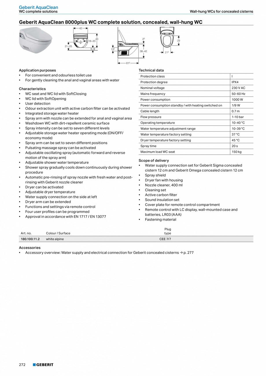 Pagina 8-Sistem WC GEBERIT AquaClean Fisa tehnica Engleza 

Accessories
• Water supply connection set for...