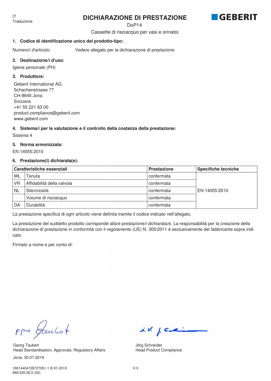 Pagina 4-Declaratie de performanta pentru rezervoare de spalare cu apa pentru WC-uri si pisoare GEBERIT...