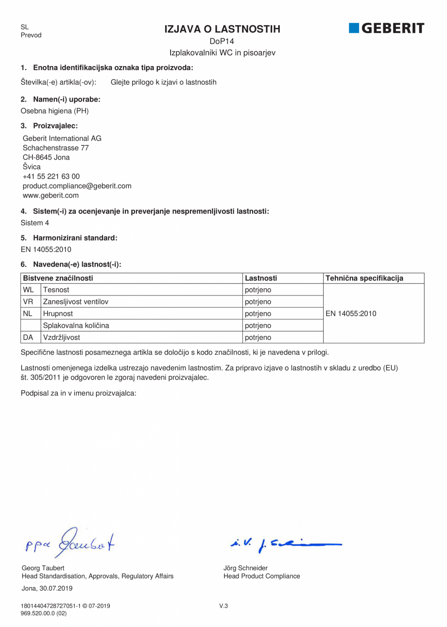 Pagina 21-Declaratie de performanta pentru rezervoare de spalare cu apa pentru WC-uri si pisoare GEBERIT...