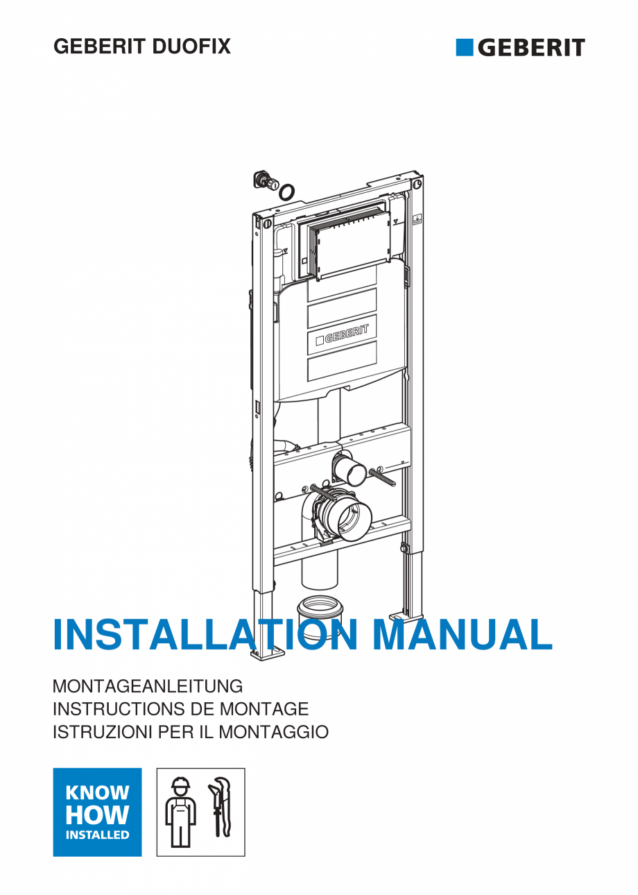 Pagina 1-Instructiuni de instalare pentru elementul Geberit Duofix pentru WC suspendat GEBERIT Instructiuni...