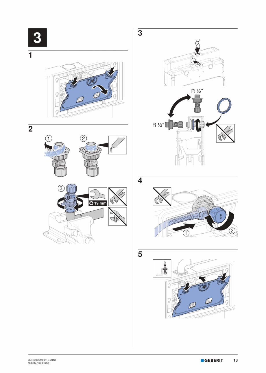 Pagina 13-Instructiuni de instalare pentru elementul Geberit Duofix pentru WC suspendat GEBERIT Instructiuni...