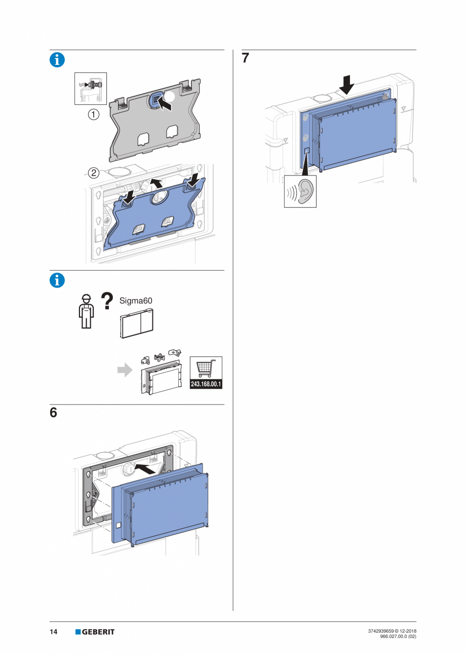 Pagina 14-Instructiuni de instalare pentru elementul Geberit Duofix pentru WC suspendat GEBERIT Instructiuni...
