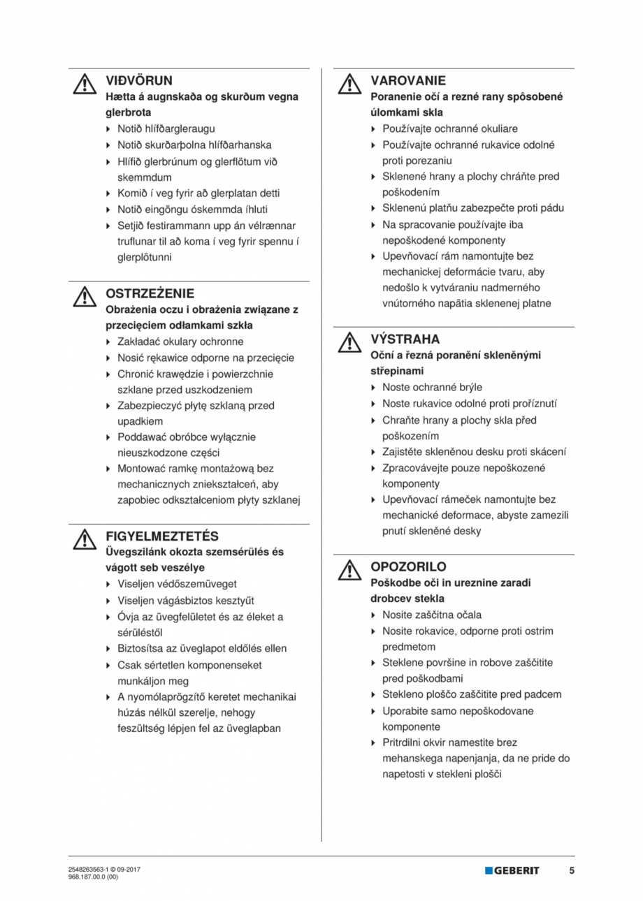 Pagina 5-Manual de instalare pentru modulul sanitar GEBERIT Monolith Instructiuni montaj, utilizare Engleza, ...