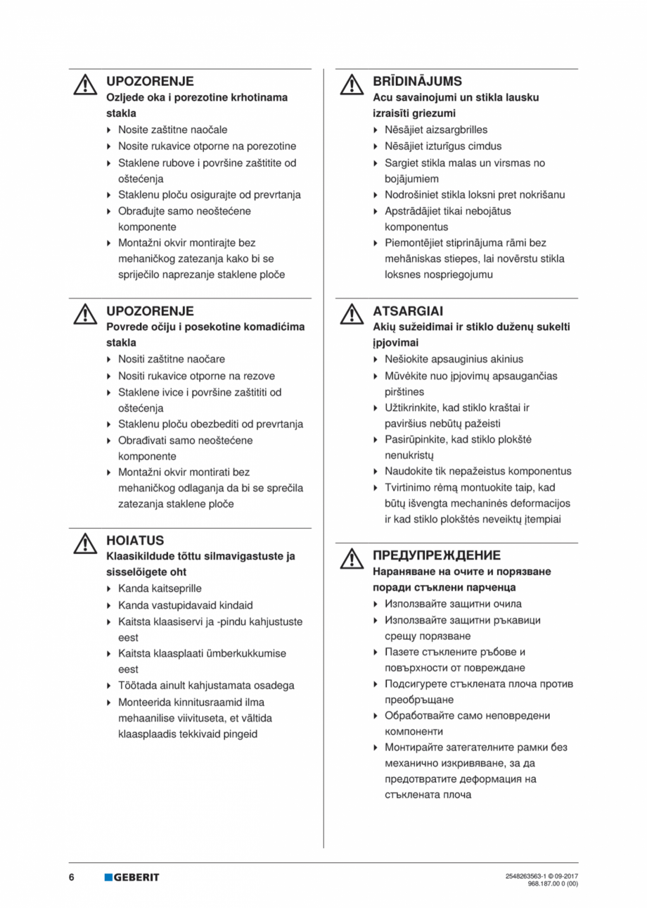 Pagina 6-Manual de instalare pentru modulul sanitar GEBERIT Monolith Instructiuni montaj, utilizare Engleza, ...