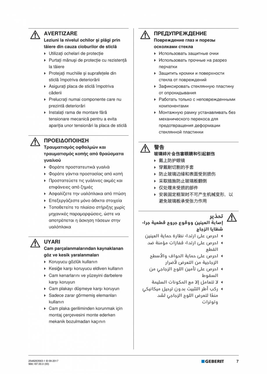 Pagina 7-Manual de instalare pentru modulul sanitar GEBERIT Monolith Instructiuni montaj, utilizare Engleza, ...