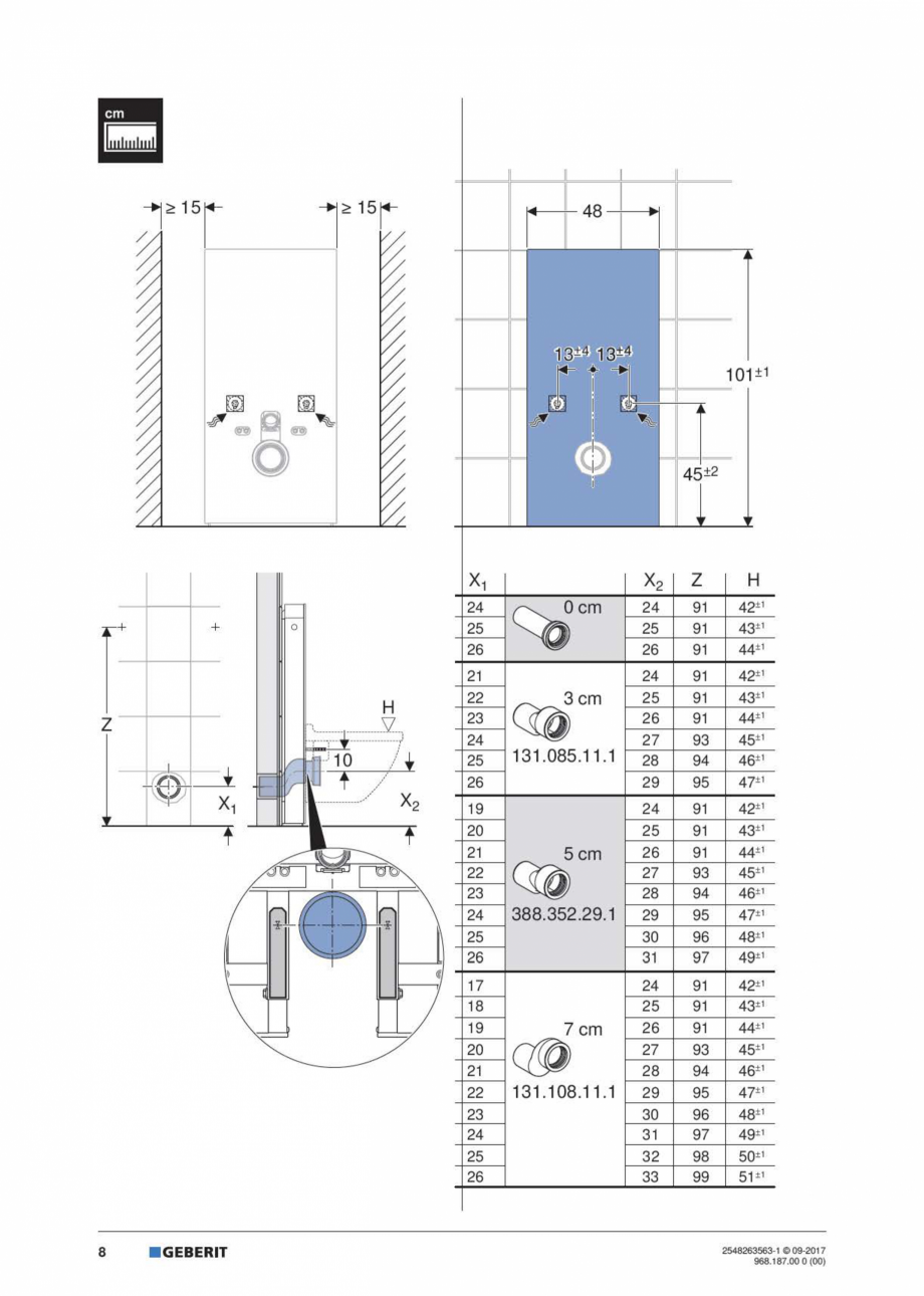 Pagina 8-Manual de instalare pentru modulul sanitar GEBERIT Monolith Instructiuni montaj, utilizare Engleza, ...