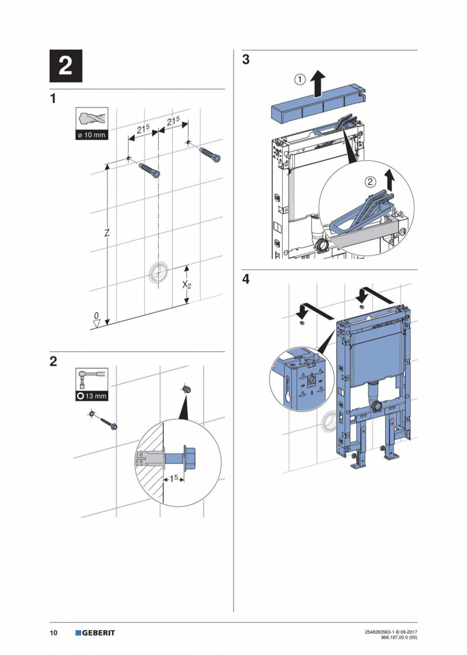 Pagina 10-Manual de instalare pentru modulul sanitar GEBERIT Monolith Instructiuni montaj, utilizare Engleza, ...
