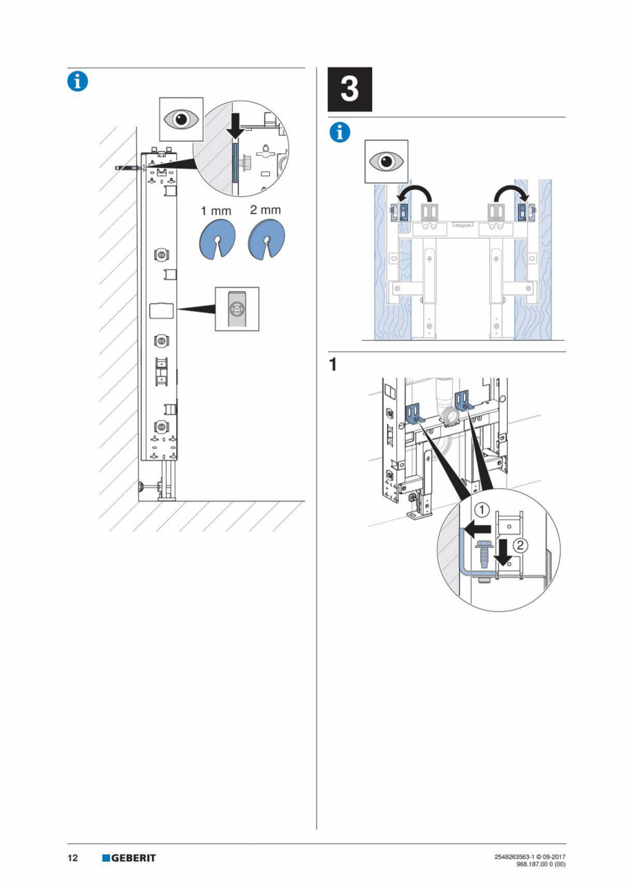Pagina 12-Manual de instalare pentru modulul sanitar GEBERIT Monolith Instructiuni montaj, utilizare Engleza, ...