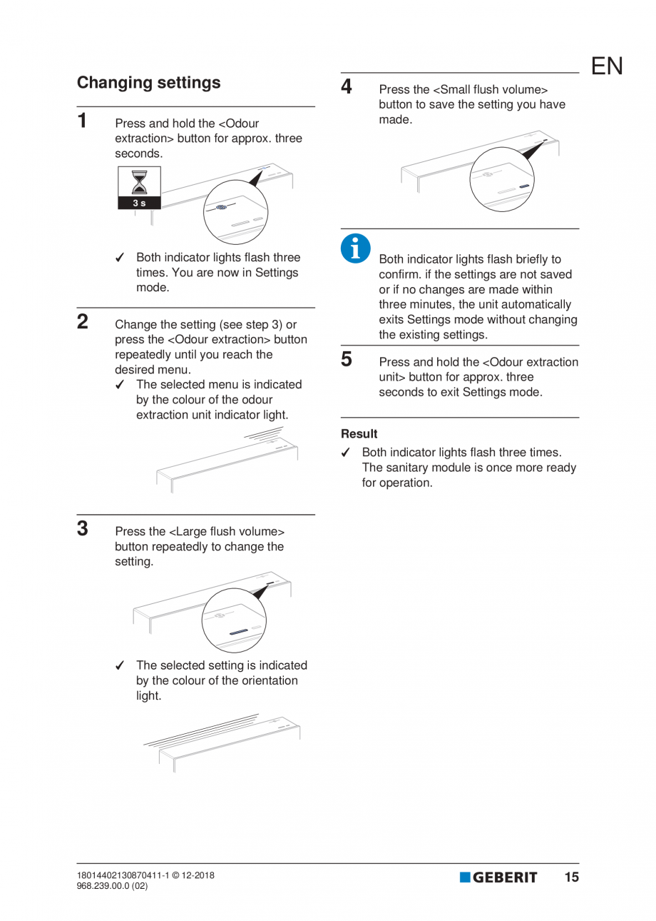 Pagina 15-Manualul utilizatorului pentru modulul sanitar Monolith Plus GEBERIT Instructiuni montaj, utilizare ...