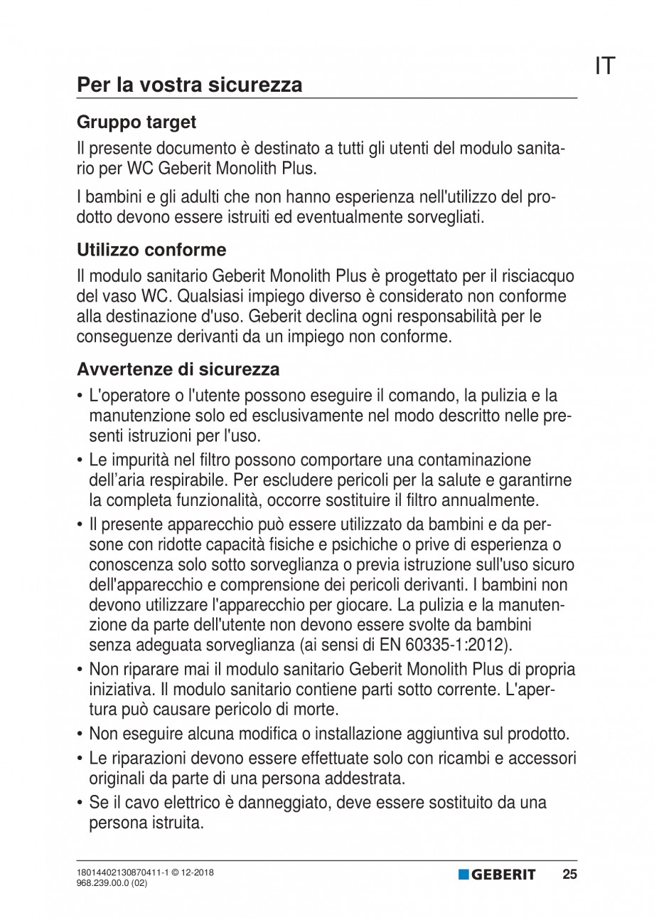 Pagina 21-Manualul utilizatorului pentru modulul sanitar Monolith Plus GEBERIT Instructiuni montaj, utilizare ...