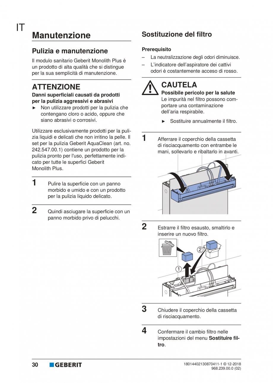 Pagina 26-Manualul utilizatorului pentru modulul sanitar Monolith Plus GEBERIT Instructiuni montaj, utilizare ...