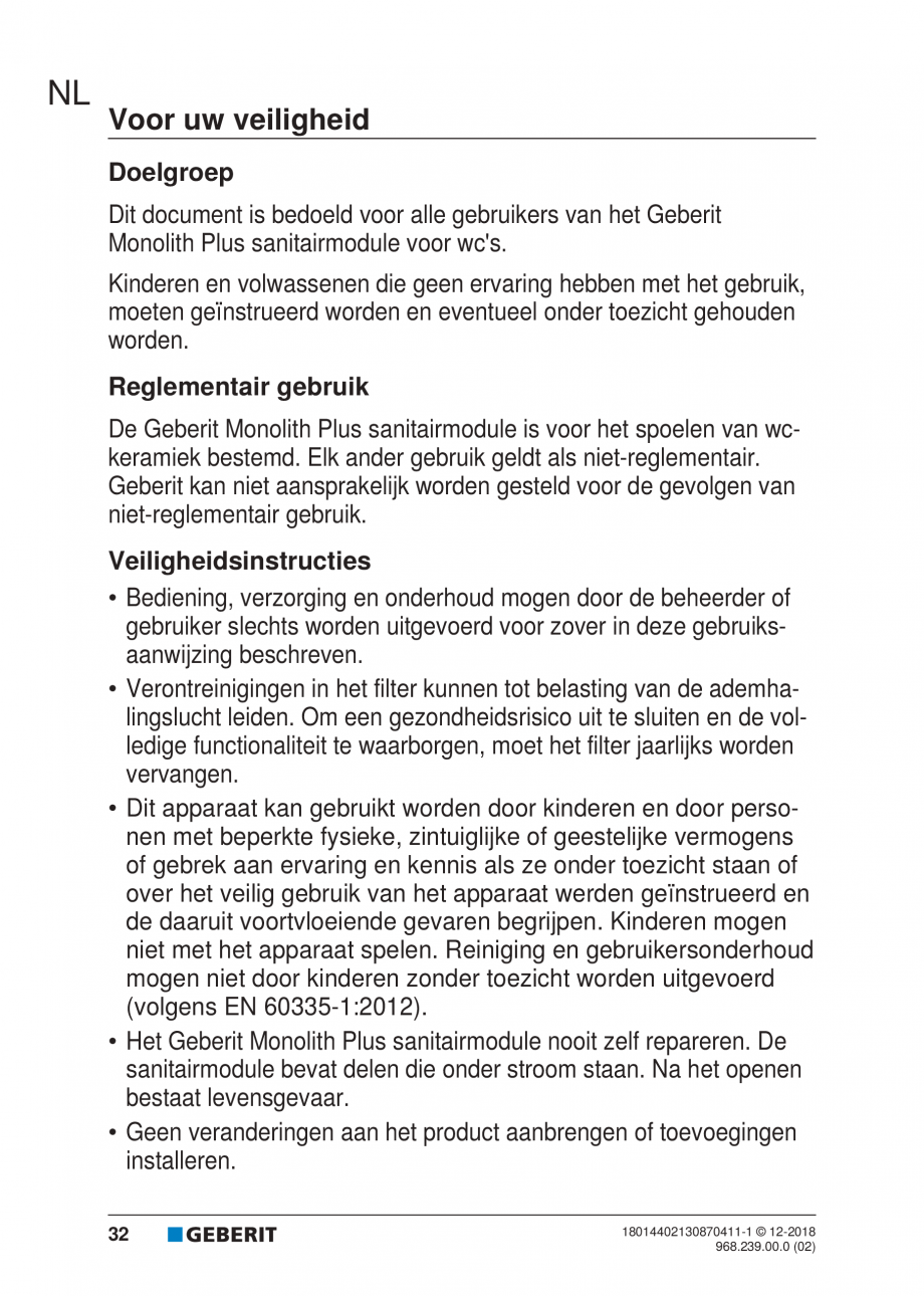 Pagina 28-Manualul utilizatorului pentru modulul sanitar Monolith Plus GEBERIT Instructiuni montaj, utilizare ...