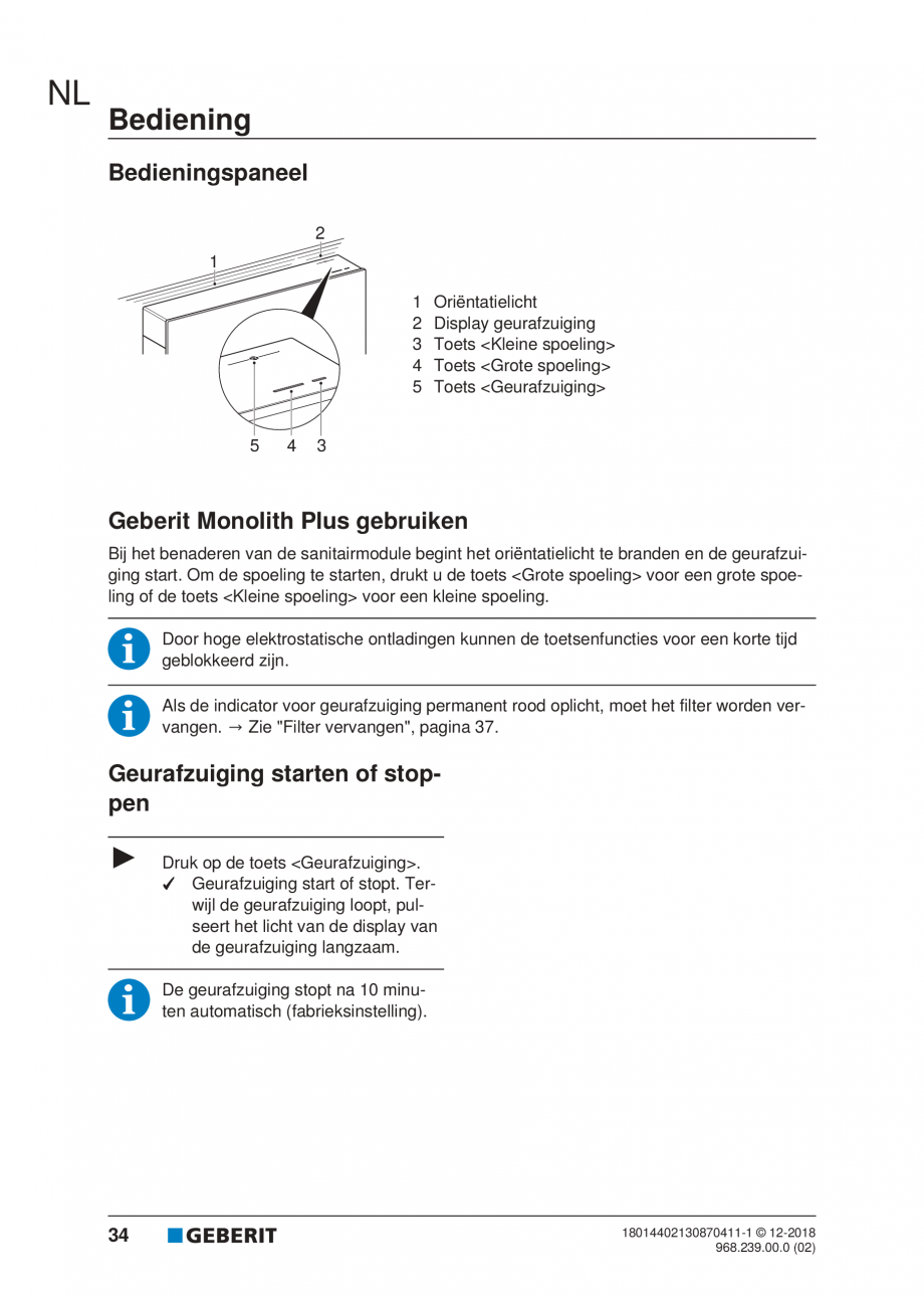 Pagina 30-Manualul utilizatorului pentru modulul sanitar Monolith Plus GEBERIT Instructiuni montaj, utilizare ...