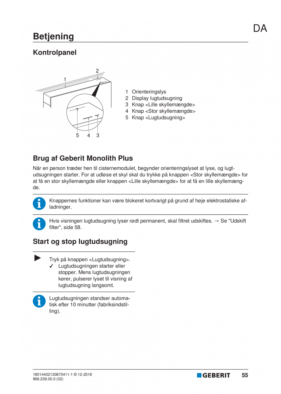 Pagina 51-Manualul utilizatorului pentru modulul sanitar Monolith Plus GEBERIT Instructiuni montaj, utilizare ...