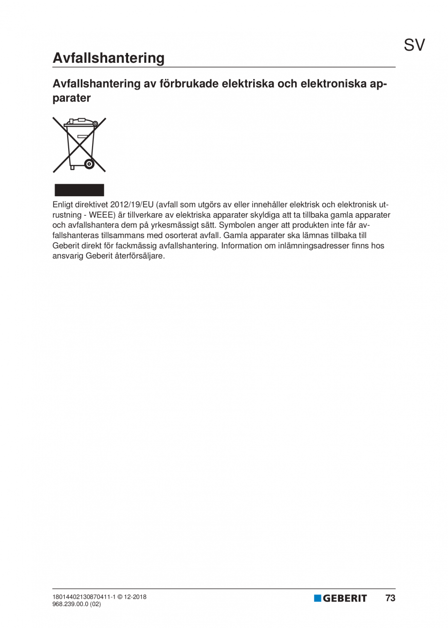 Pagina 69-Manualul utilizatorului pentru modulul sanitar Monolith Plus GEBERIT Instructiuni montaj, utilizare ...